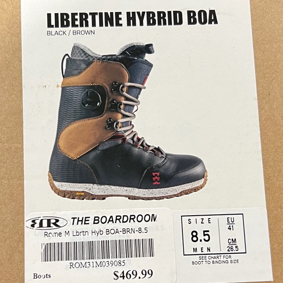 Rome Libertine Hybrid BOA/Lace Snowboard Boot - New - size 8.5 US - Picture 1 of 6